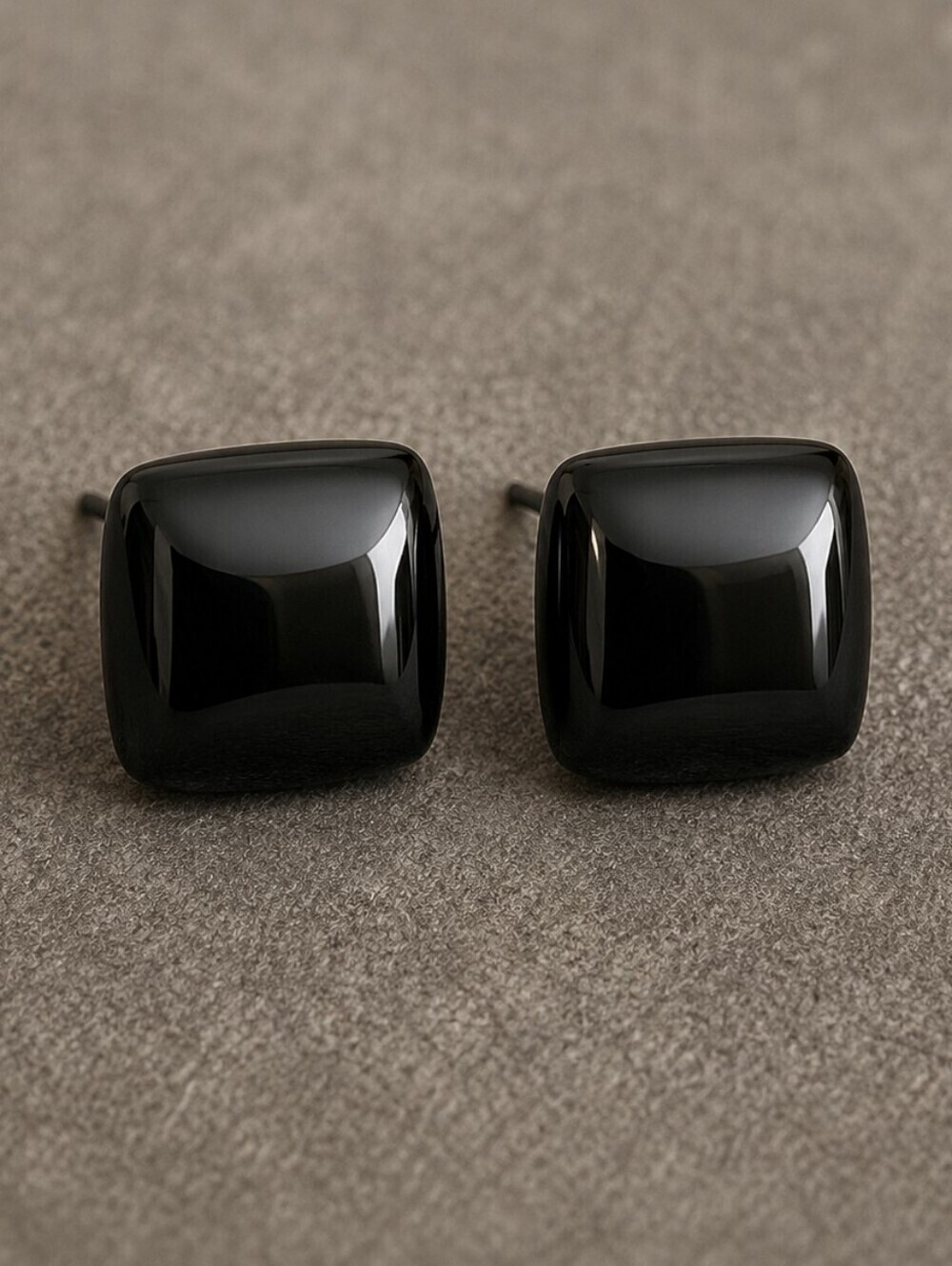VTG Black Metal Square Dome Post Earrings